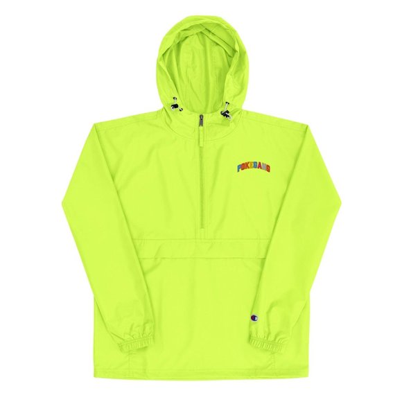 PokeGang x Champion Women's Safety Green Half Zip Hooded Rain Resistant Jacket - Picture 2 of 5